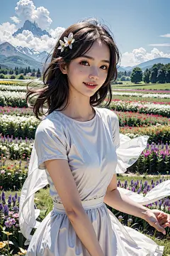 云山间的花海中的少女-精美壁纸-AI绘画-Stable Diffusion-今日头条