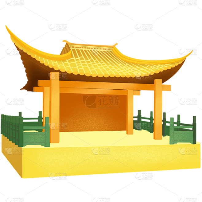 中国风-传统建筑元素插画贴纸3