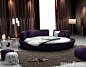 紫色现代圆床卧室装修效果图—土拨鼠装饰设计门户