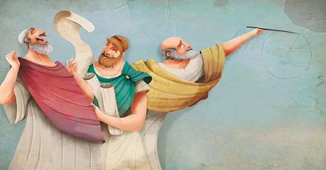 墨西哥插画师AlexHerrerías绘制的 伟大数学家阿基米德的故事