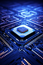 AI蓝色高科技芯片纳米电路板模型图片