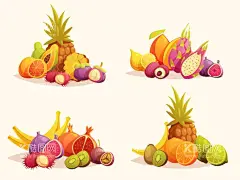 菠萝  - 源文件下载【酷图网】手绘菠萝,矢量菠萝,菠萝,凤梨,手绘的凤梨,手绘凤梨,菠萝切片,凤梨切块,芒果切开,芒果剖开,芒果漫画,热带水果,水果蔬菜素材