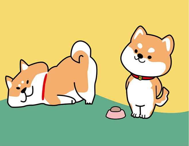 情侣装夏装狗狗图案短袖T恤男女柴犬卡通半...