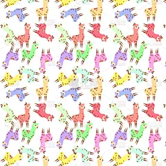 可爱的,纺织品,绘画插图,美洲驼羊,矢量,完美,式样,多色的,彩色蜡笔,壁纸