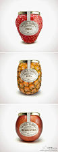 于磊Design：射基师欣赏必备--水果酱的#包装设计#，让果酱看起来新鲜自然更有食欲~