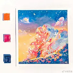 绘本插画超话 梦幻天际与云朵。works by Marlene
#手绘# #插画# ​​​​