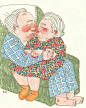 老头和老太太的爱情故事 温馨的插画 超治愈插画