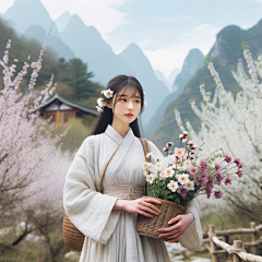 【疯狂的石头】采集到DALL·E 绘画-棉麻素雅风格人物