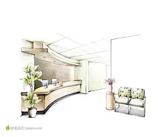 宾馆前台手绘草图