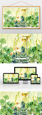 绿色春天植物插画