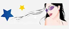 卡通手绘戴墨镜性感美女 创意素材