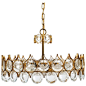 Beautiful Gilded Brass & Glass Chandelier by Palwa
