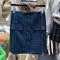 RuRu 韩国2021冬季新款 高腰单排扣修身防走光格子A字包臀短裙-淘宝网