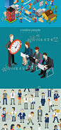 050卡通扁平化商务办公APP人物会议背景界面ui设计引导页矢量素材-淘宝网