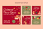 Flat chinese new year instagram posts collection Free Vector