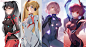 Siino, anime, anime girls, plugsuit, Neon Genesis Evangelion, Fate Series, crossover, Tohsaka Rin, Asuka Langley Soryu, Mash Kyrielight, Lancer (Fate/Grand Order), bodysuit | 2198x1200 Wallpaper - wallhaven.cc