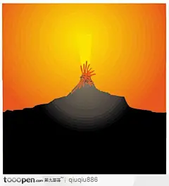 火山爆发插画素材