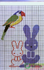 几款用在儿童毛衣上的图案-鹦鹉和小兔子
