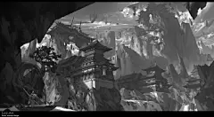 #Gliulian场景原画网络班# 给榴莲场景班的小伙伴们演示的一些构图草稿，构图稿不需要画细致，画布也不要大，要不容易￿657541211
