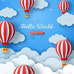 热气球,云,旅途,热,贺卡,复古风格,古典式,户外,三维图形