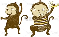 猴子,恶作剧,香蕉,可爱的,贺卡,野生动物,灵长目,猿,哺乳纲,毕业