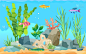 彩色卡通水族鱼套装宣传海报