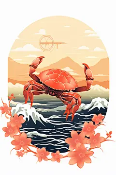 传统节日二十四节气寒露螃蟹插画