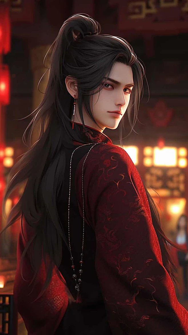 红衣美男-花瓣网