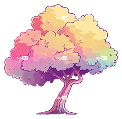 树树紫色粉红色的云-树与紫色的云，棉花糖的天空