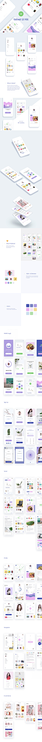设计漂亮唯美的柔和女性风格的APP UI KITS套装 [sketch]