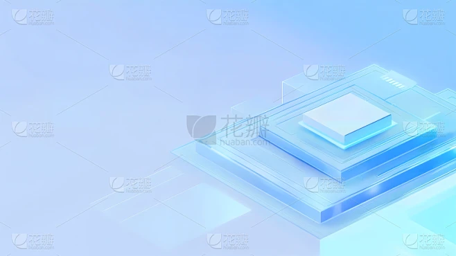科技风系列蓝色科技-3D几何通用背景素材素材-花瓣网