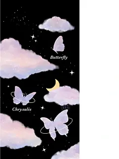 364期|手机壁纸|黑底梦幻紫蝴蝶