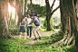 Asian family having a walk outdoors in summer, TaipeiAsian family having a walk outdoors in summer, Taipei