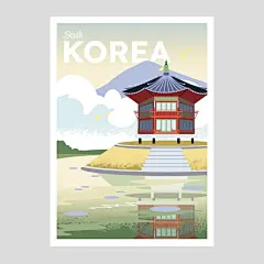 韩国风景插画矢量图设计素材