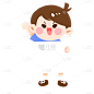 手绘男孩加油开学季元素贴纸 