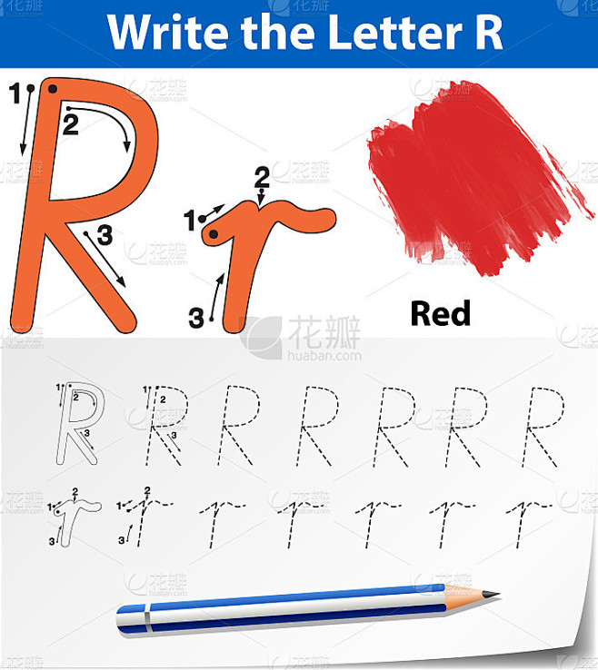 Letter R tracing alphabet worksheets