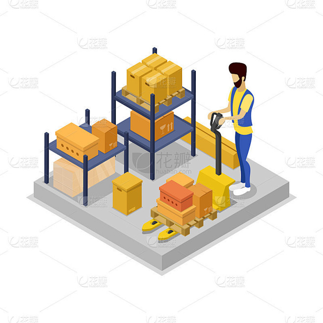 仓库管理等距3D图标