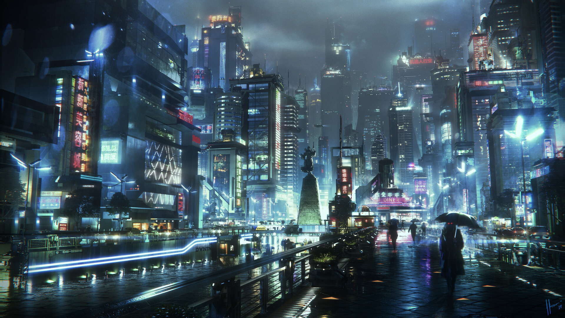 Neo Shanghai Downtown Metro Station Kitbash3d Jaime Jasso Matte Painting Cover Art For The New Kitbash3d Collection Neo Shanghai Cyberpunk Is My Favorite Genre For Matte Paintings When I