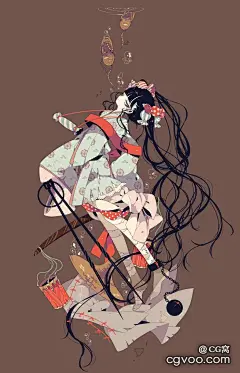 pixiv画师しきみ 画风超美的哥特系画师,CG窝★插画原画手绘板绘画美术设计