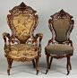 J & JW Meeks “Stanton Hall” pattern armchairs.
