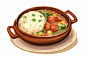 美味的广式腊肠木桶饭煲仔饭美食插画