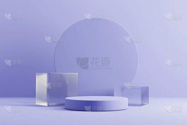 抽象最小场景与几何形式。圆筒平台舞台在非...