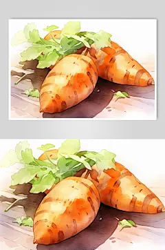 AI数字艺术手绘红薯番薯粗粮食物插画