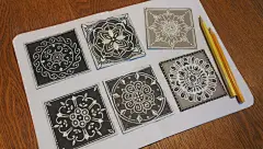 手绘线描/禅绕画/曼陀罗画Mandala/涂鸦/瓷砖图案/装饰图案纹样/黑白插画(By五十芥)