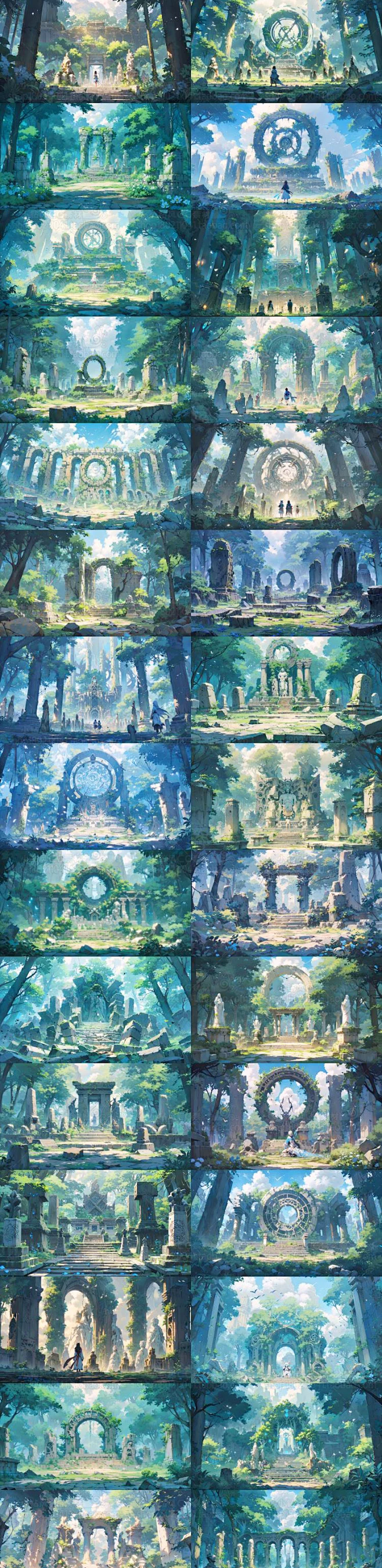 AI神庙遗迹场景素材 游戏场景概念设定参考 背景插画设计临摹图-淘宝网-花瓣网