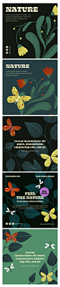 小众复古花卉春天自然植物花朵插图素材排版平面海报psd分层 (4)