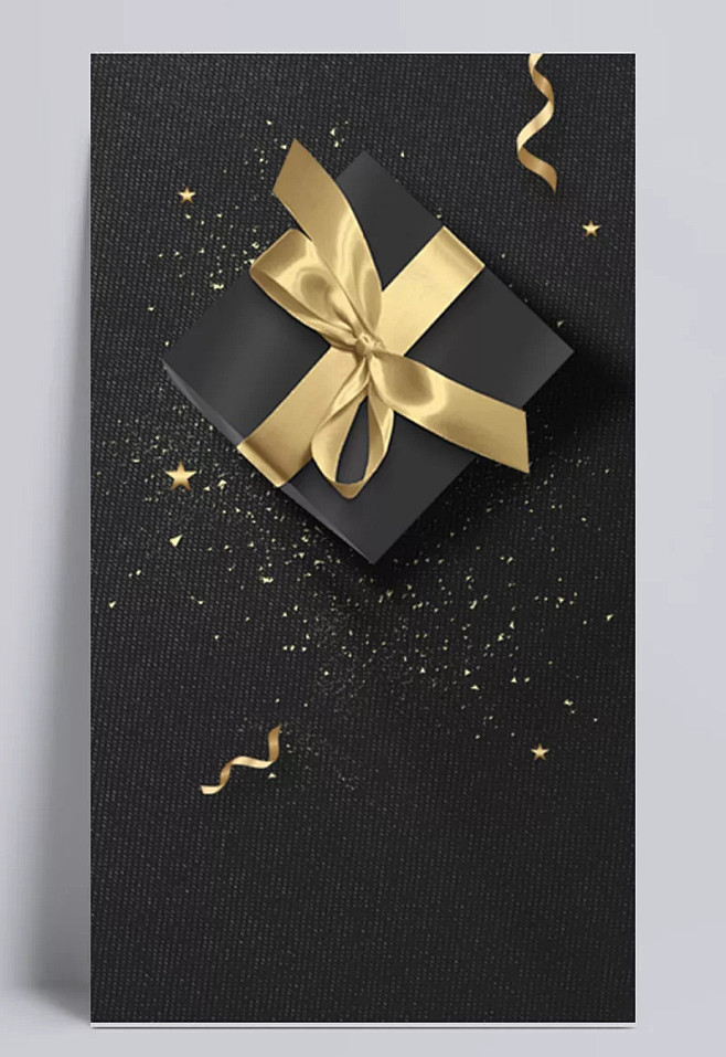 黑金质感冬季圣诞节日礼物设计背景图|设计...