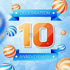 Realistic Ten Years Anniversary Celebration design