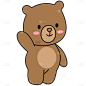 手绘小熊动物描边元素贴纸