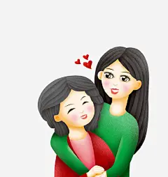 卡通手绘母女矢量插画免抠_新图网 https://ixintu.com 母女 卡通手绘 妈妈 插画 爱心 感恩母亲 母爱